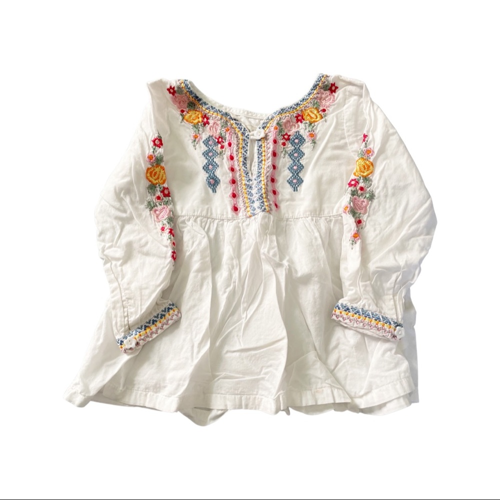 Minnie Minors Embroidered Floral Long Sleeve Top